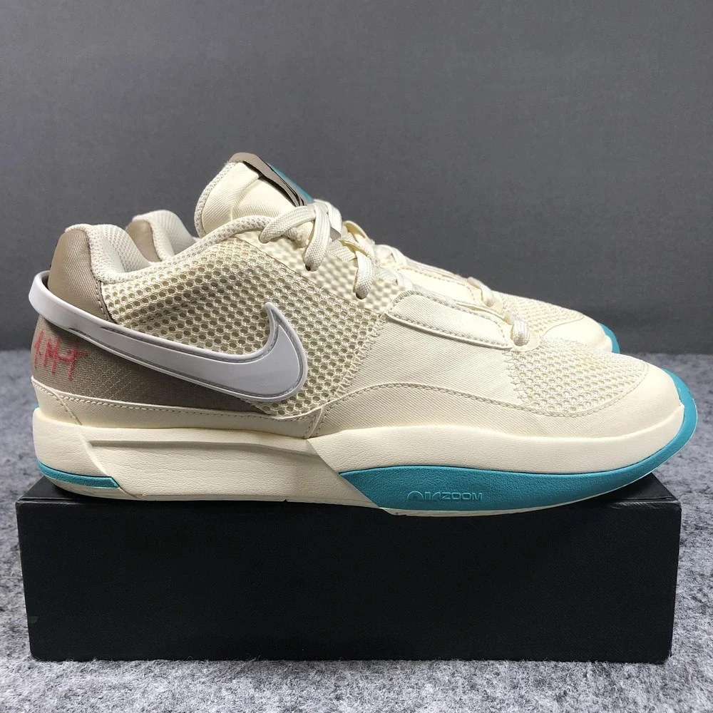 Nike Ja 1 DR8785-102 Shoes Mens 7.5 Beige Teal Low Top Basketball Sneakers